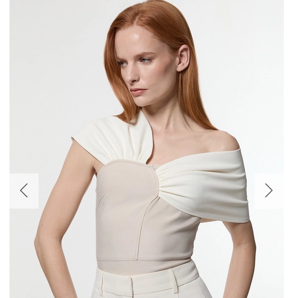 Karen Millen Cream Off-Shoulder Blouse